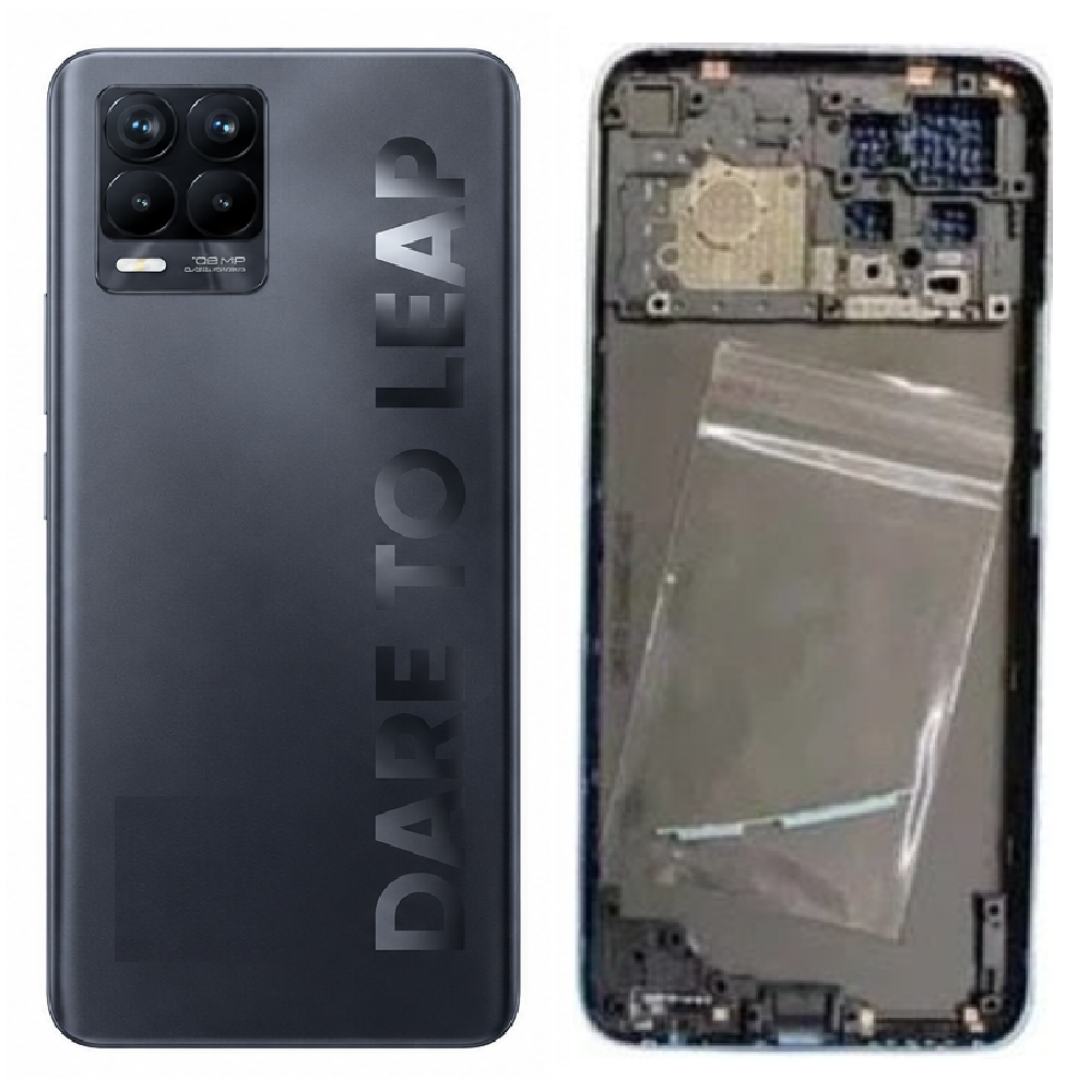 Compatible Replacement Realme 8 Pro 4G Full Body Housing Replacement Back Frame Middle Chassis with Side Keys – Black, Blue & Yellow Color: BLACK